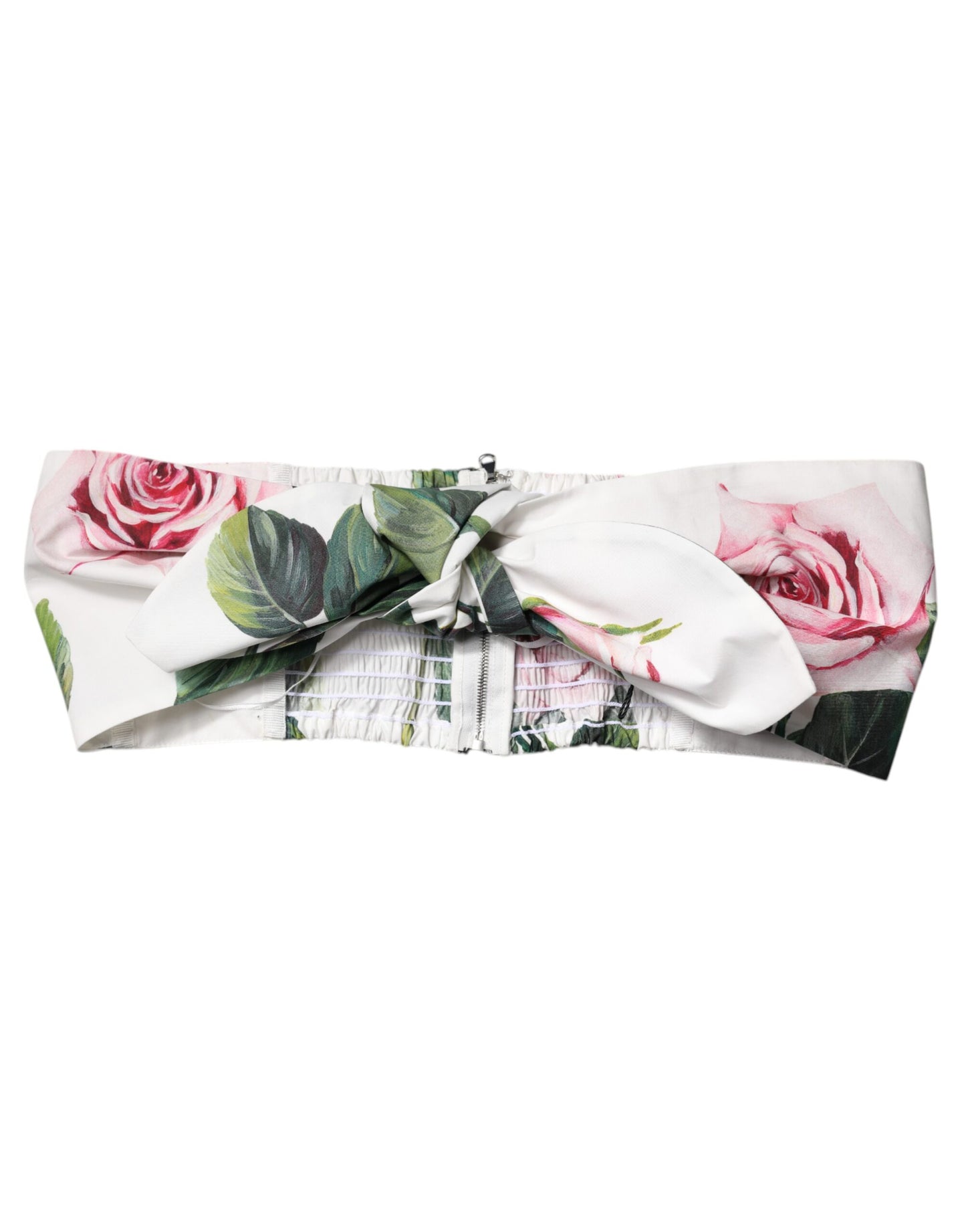 بلوزة دولتشي آند غابانا قصيرة بطبعة زهور بيضاء