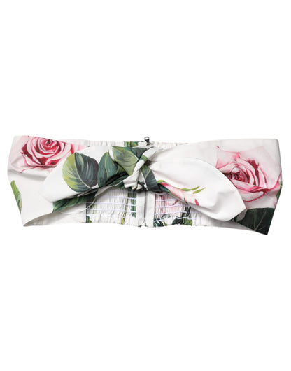 بلوزة دولتشي آند غابانا قصيرة بطبعة زهور بيضاء