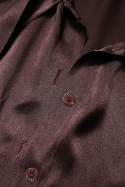 بلوزة دولتشي آند غابانا بنية اللون بأكمام طويلة وياقة أسكوت