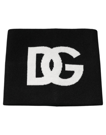 Dolce & Gabbana Black Cashmere DG Logo Square Handkerchief Scarf