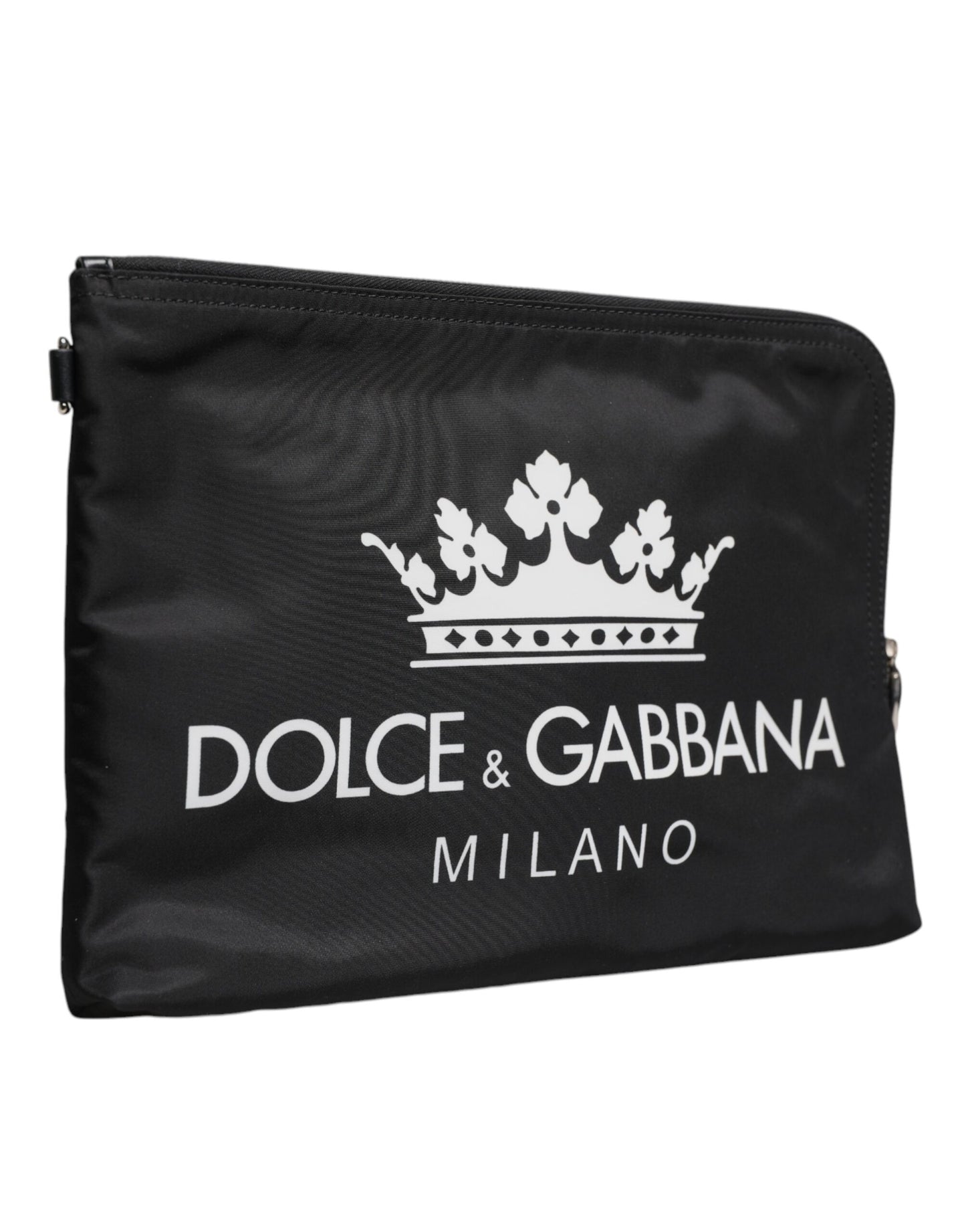 حقيبة كلاتش من النايلون بطبعة DG Milano باللون الأسود من Dolce &amp; Gabbana