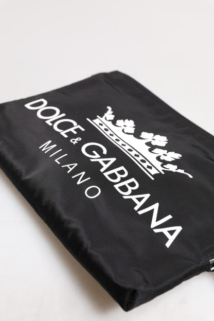 حقيبة كلاتش من النايلون بطبعة DG Milano باللون الأسود من Dolce &amp; Gabbana