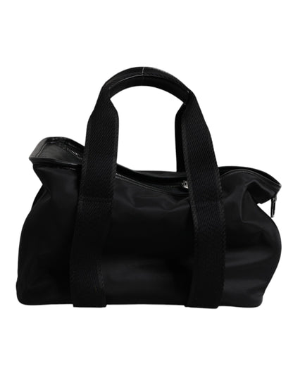 حقيبة دولتشي آند غابانا سوداء لحمل الحيوانات الأليفة بحزام كتف ولوحة شعار