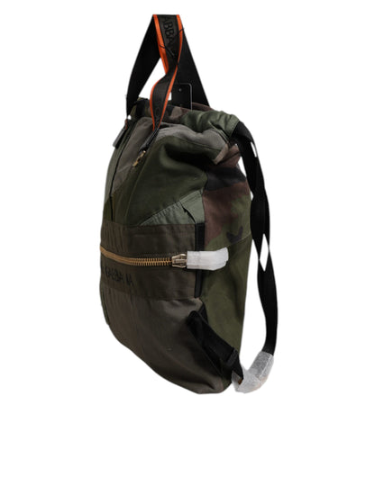 Dolce & Gabbana Military Green Patchwork Rucksack Backpack Bag