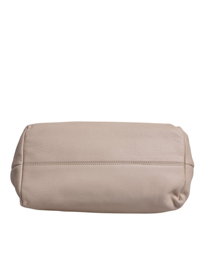 حقيبة دولتشي آند غابانا من جلد الغزال باللون الوردي الفاتح مع لوحة شعار ومقبض علوي