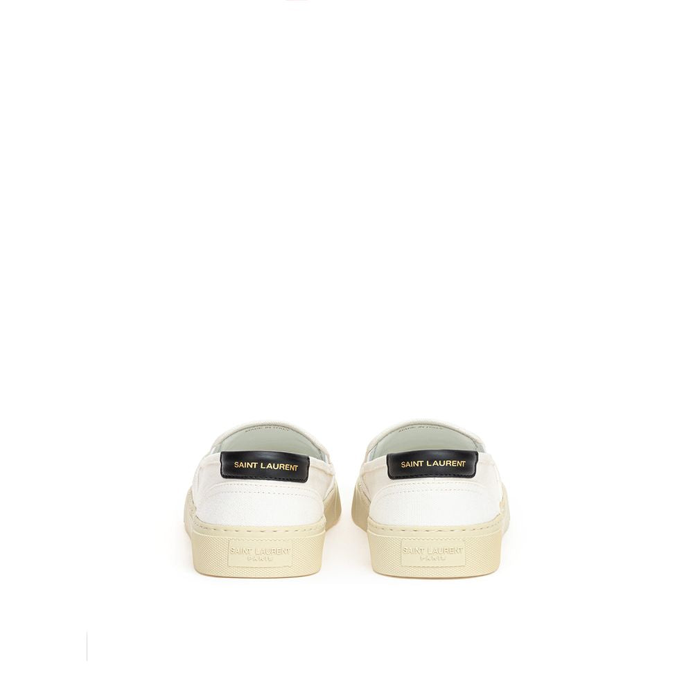 حذاء رياضي منخفض من القطن باللون الأبيض من Saint Laurent