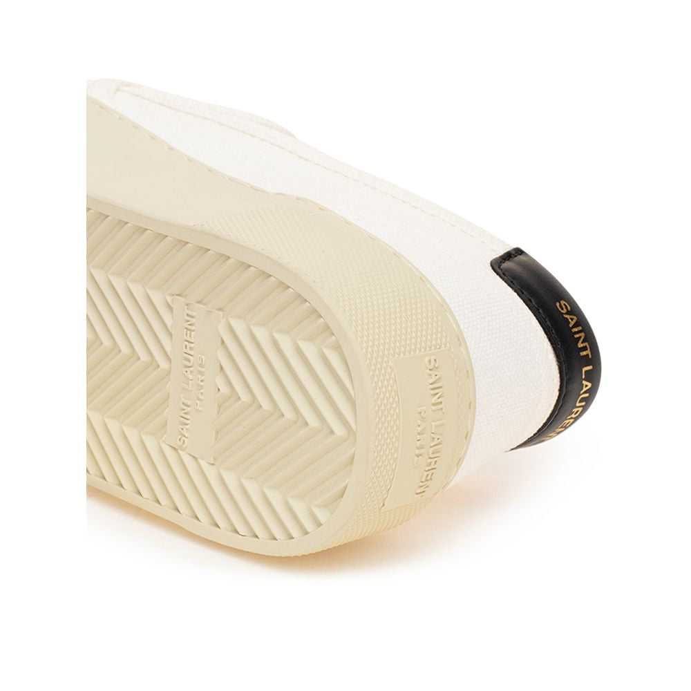 حذاء رياضي منخفض من القطن باللون الأبيض من Saint Laurent