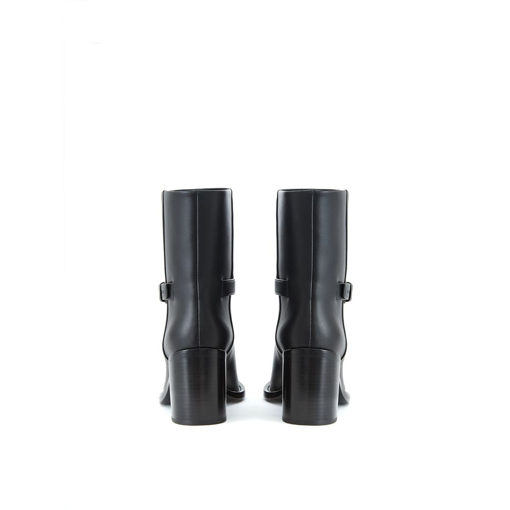 حذاء بربري أسود من الجلد للكاحل