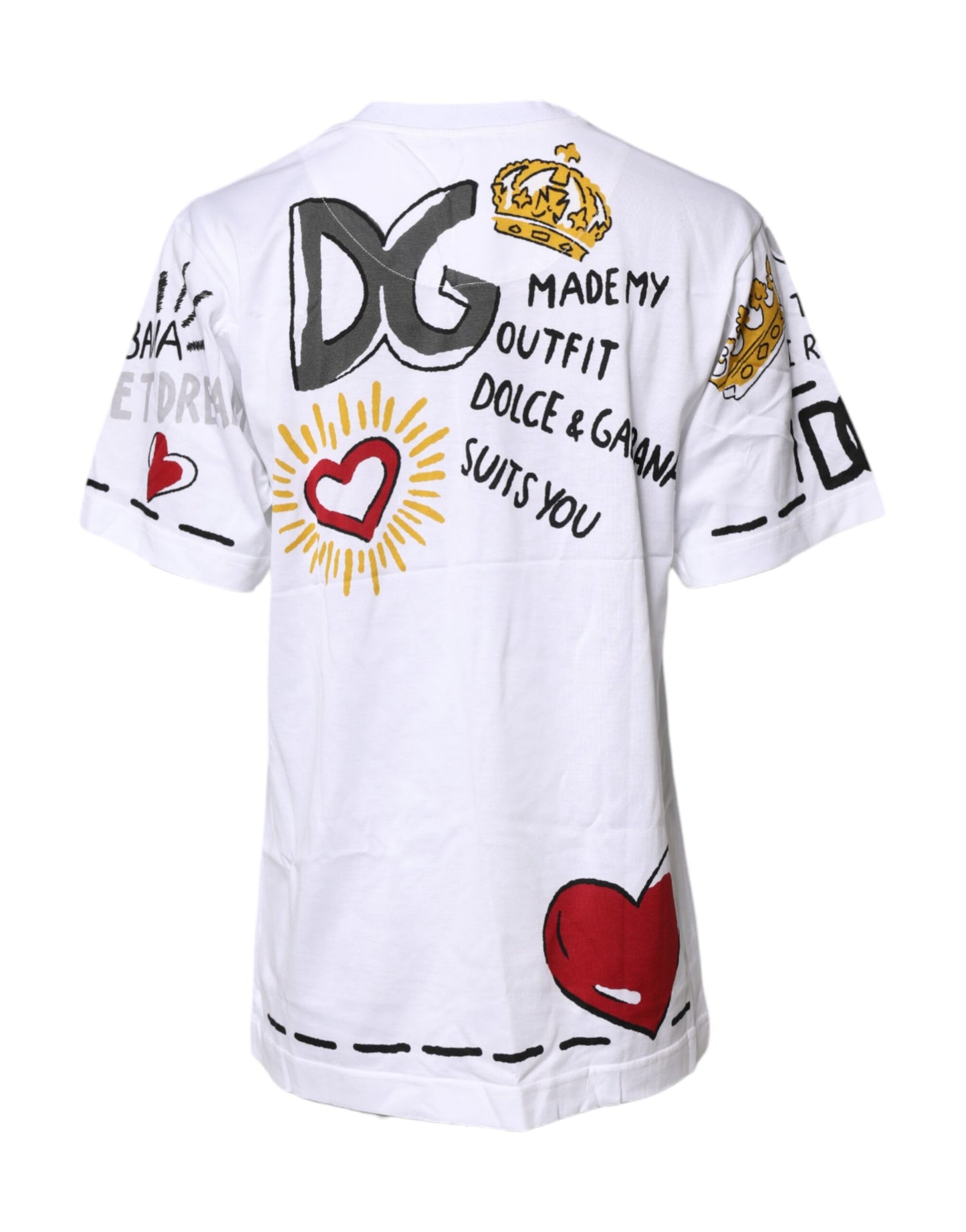 Dolce & Gabbana White Short-Sleeved Printed Jersey T-shirt