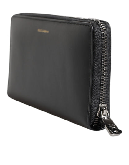 Dolce & Gabbana Black Blue Exotic Leather Embossed Continental Wallet