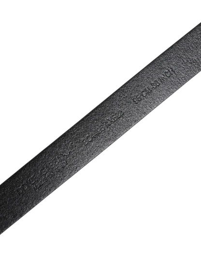 Dolce & Gabbana Black Calf Leather Gold Metal Buckle Belt