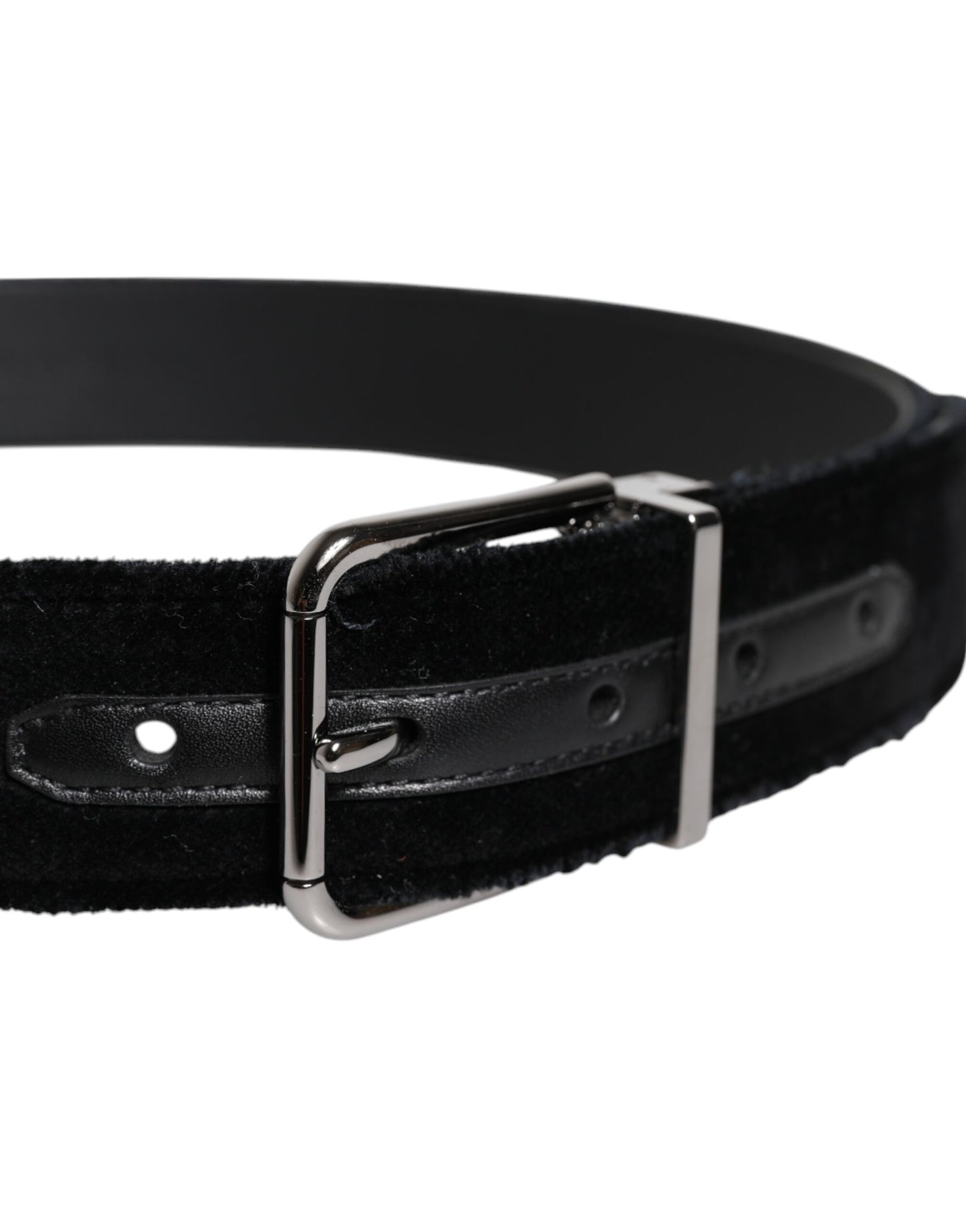 Dolce & Gabbana Black Cotton Silver Tone Metal Buckle Belt