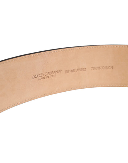 حزام دولتشي آند غابانا من الجلد البني مع مشبك معدني ذهبي