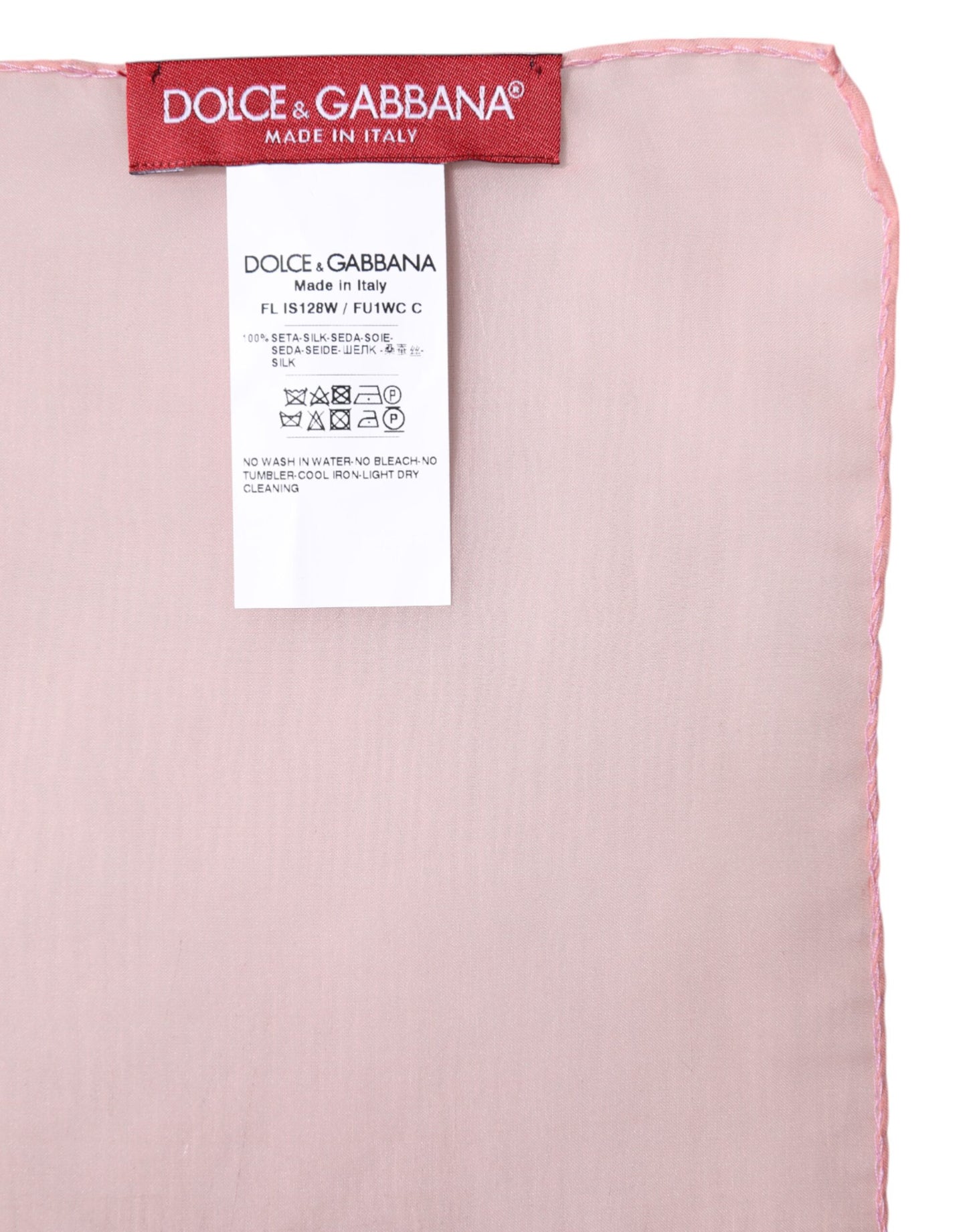 وشاح نسائي مستطيل من الحرير الوردي من دولتشي آند غابانا
