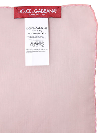 وشاح نسائي مستطيل من الحرير الوردي من دولتشي آند غابانا
