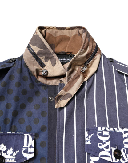 جاكيت معطف متعدد الألوان من القطن بشعار مرقع من دولتشي آند غابانا