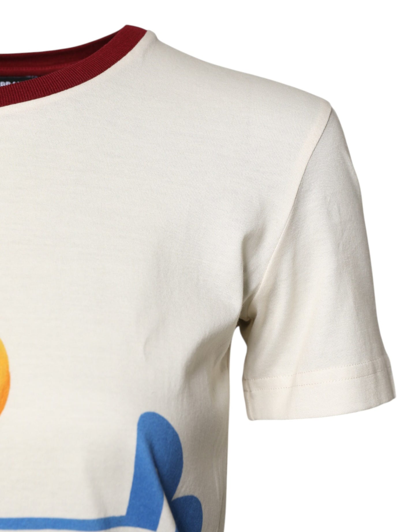 Dolce & Gabbana White Cotton Print Short Sleeves Top T-shirt