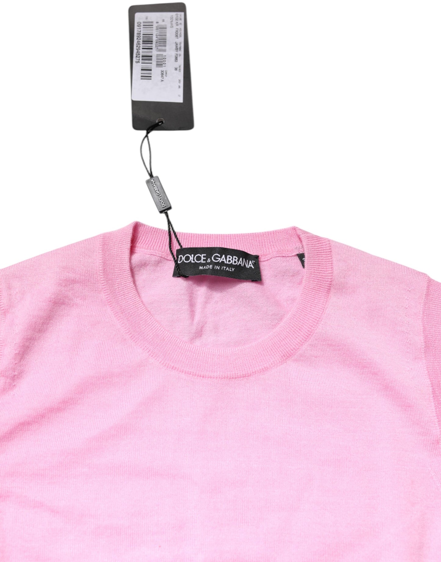 بلوزة دولتشي آند غابانا الوردية بدون أكمام بياقة مستديرة من الكشمير