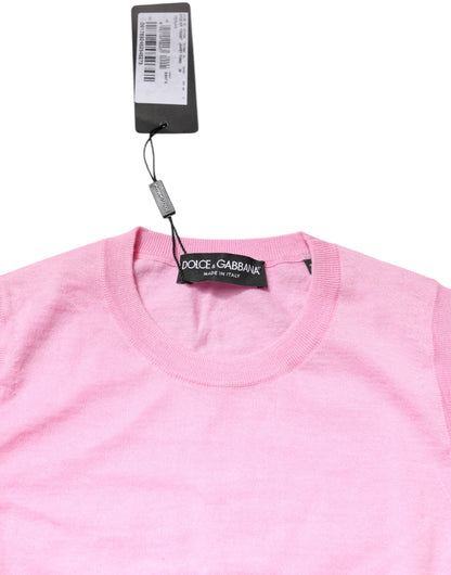 بلوزة دولتشي آند غابانا الوردية بدون أكمام بياقة مستديرة من الكشمير