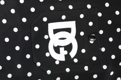 قميص دولتشي آند غابانا أسود منقط بأكمام قصيرة