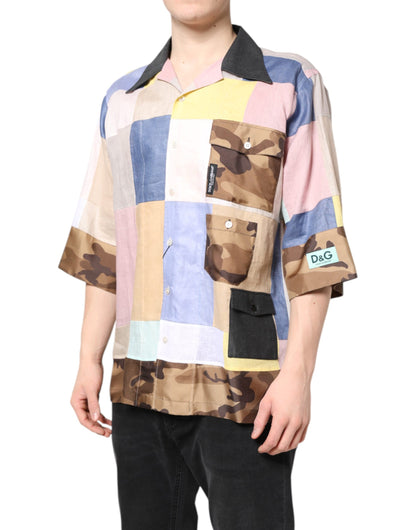 Dolce & Gabbana Multicolor Patchwork Short Sleeve Shirt