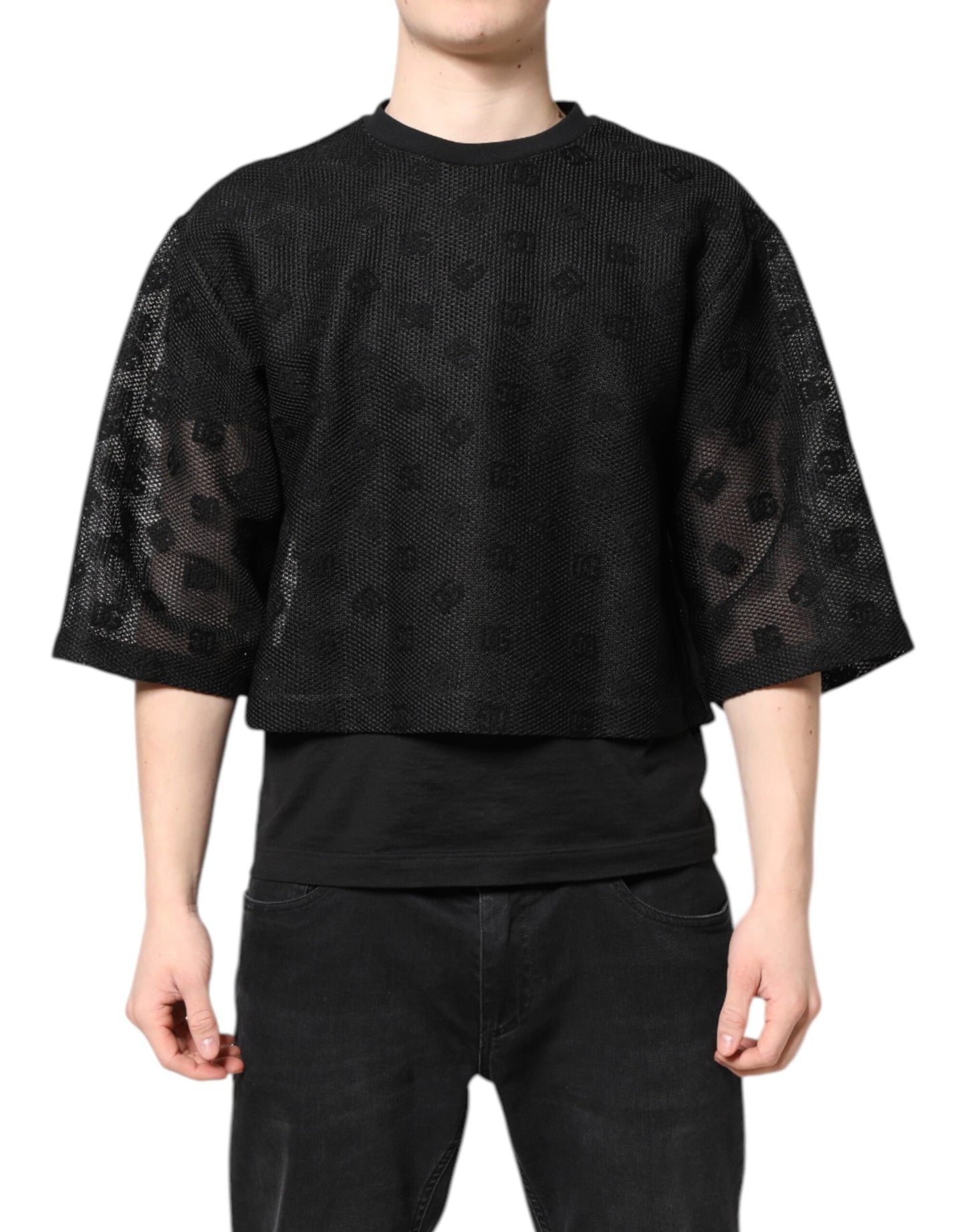 Dolce & Gabbana Black See Through Logo Short Sleeves T-shirt