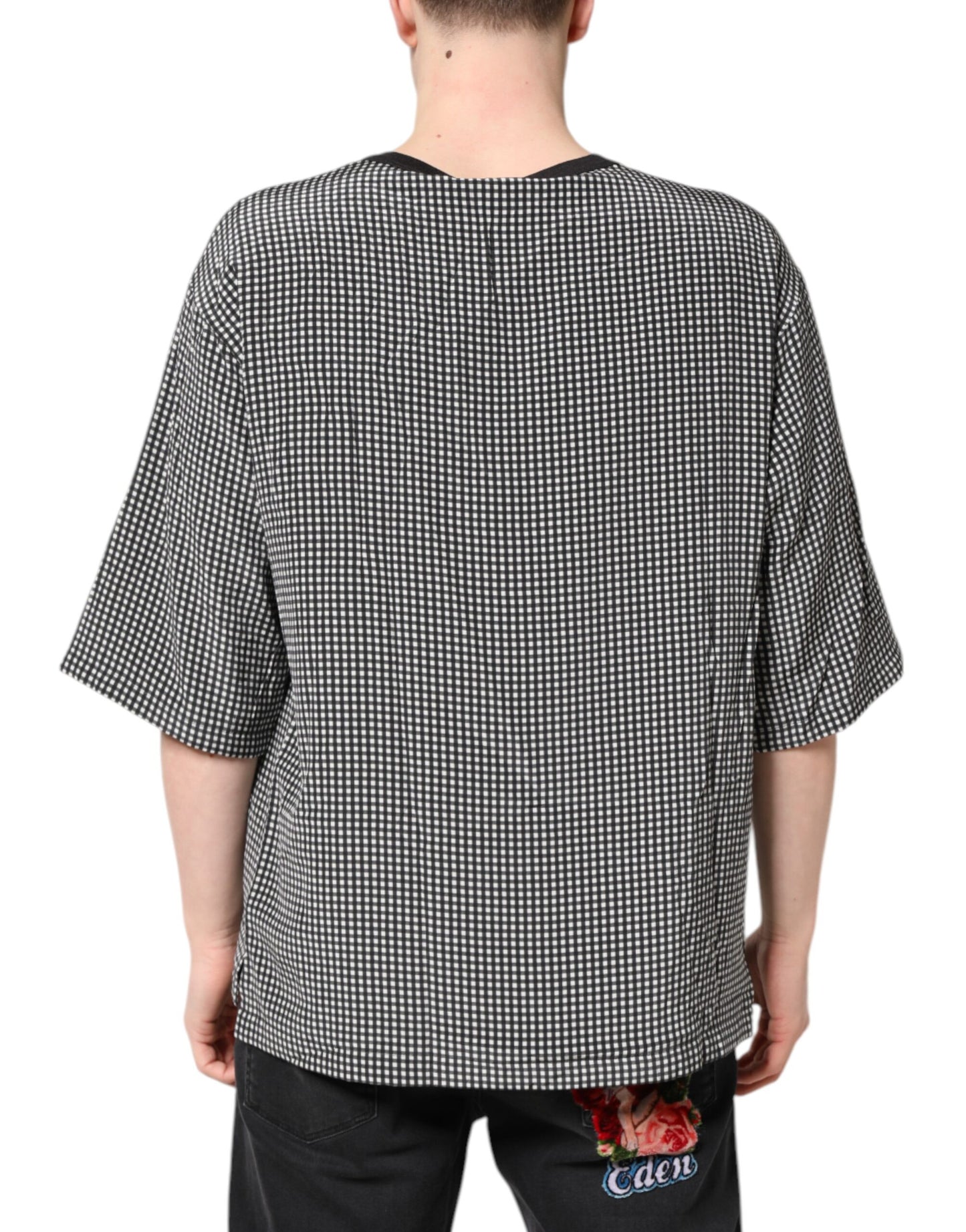 تي شيرت دولتشي آند غابانا أسود بأكمام قصيرة وطبعة جرافيكية