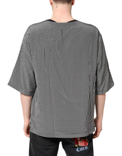 تي شيرت دولتشي آند غابانا أسود بأكمام قصيرة وطبعة جرافيكية