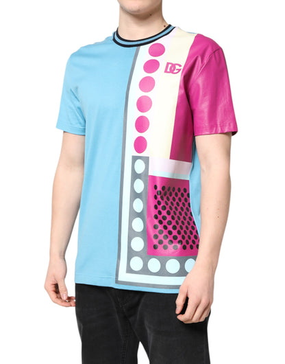 تي شيرت دولتشي آند غابانا متعدد الألوان مطبوع عليه شعار بأكمام قصيرة