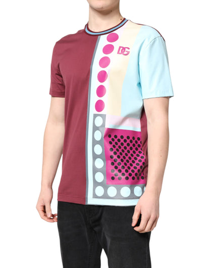 تي شيرت دولتشي آند غابانا متعدد الألوان مطبوع عليه شعار بأكمام قصيرة