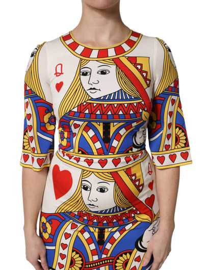 فستان دولتشي آند غابانا الأبيض "ملكة القلب" بأكمام قصيرة ومتوسطة