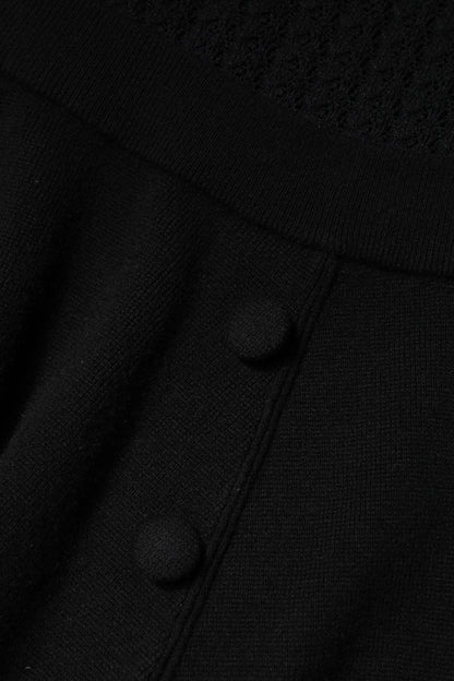 فستان دولتشي آند غابانا أسود من الكشمير بأكمام طويلة وقصة A ميدي