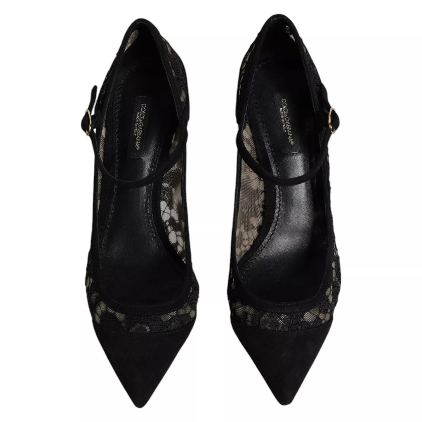 Dolce & Gabbana Black Mary Jane Taormina Lace Pumps Shoes