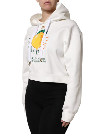 سترة دولتشي آند غابانا بغطاء رأس وطبعة قطنية عاجية اللون