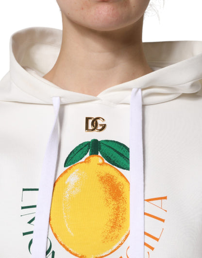 سترة دولتشي آند غابانا بغطاء رأس وطبعة قطنية عاجية اللون