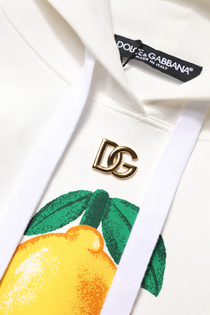 سترة دولتشي آند غابانا بغطاء رأس وطبعة قطنية عاجية اللون