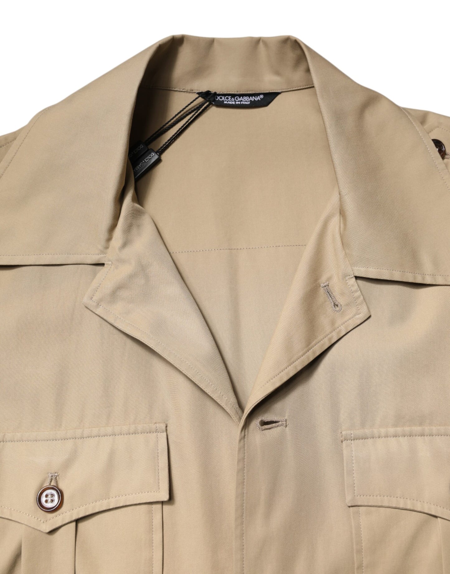 قميص دولتشي آند غابانا بني بطبعة جرافيكية وأكمام قصيرة