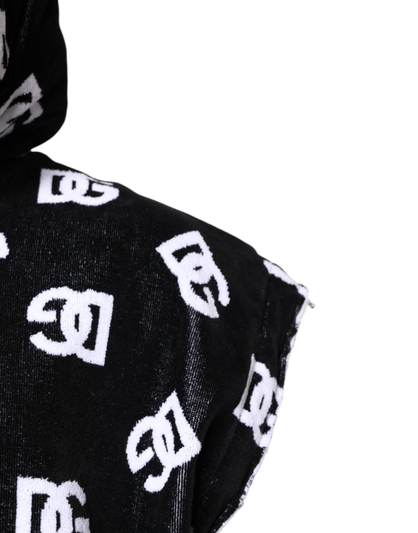 سترة دولتشي آند غابانا سوداء من القطن بغطاء رأس وبدون أكمام