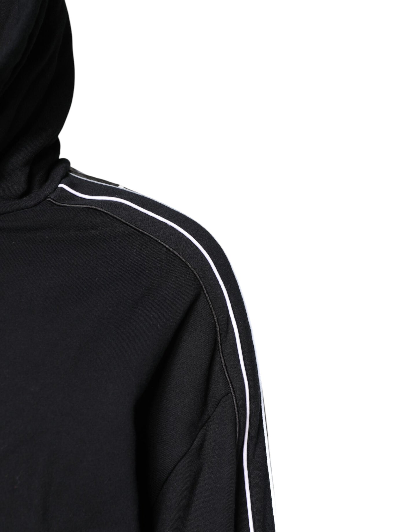 سويت شيرت دولتشي آند غابانا أسود قطني بغطاء رأس وشعار