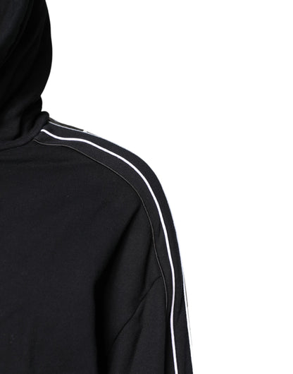 سويت شيرت دولتشي آند غابانا أسود قطني بغطاء رأس وشعار