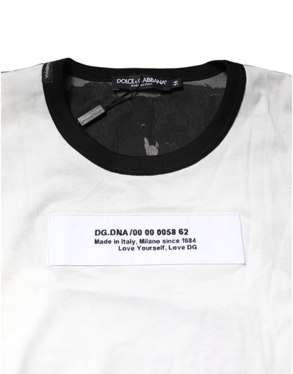 تي شيرت دولتشي آند غابانا متعدد الألوان بطبعة مموهة ورقبة دائرية