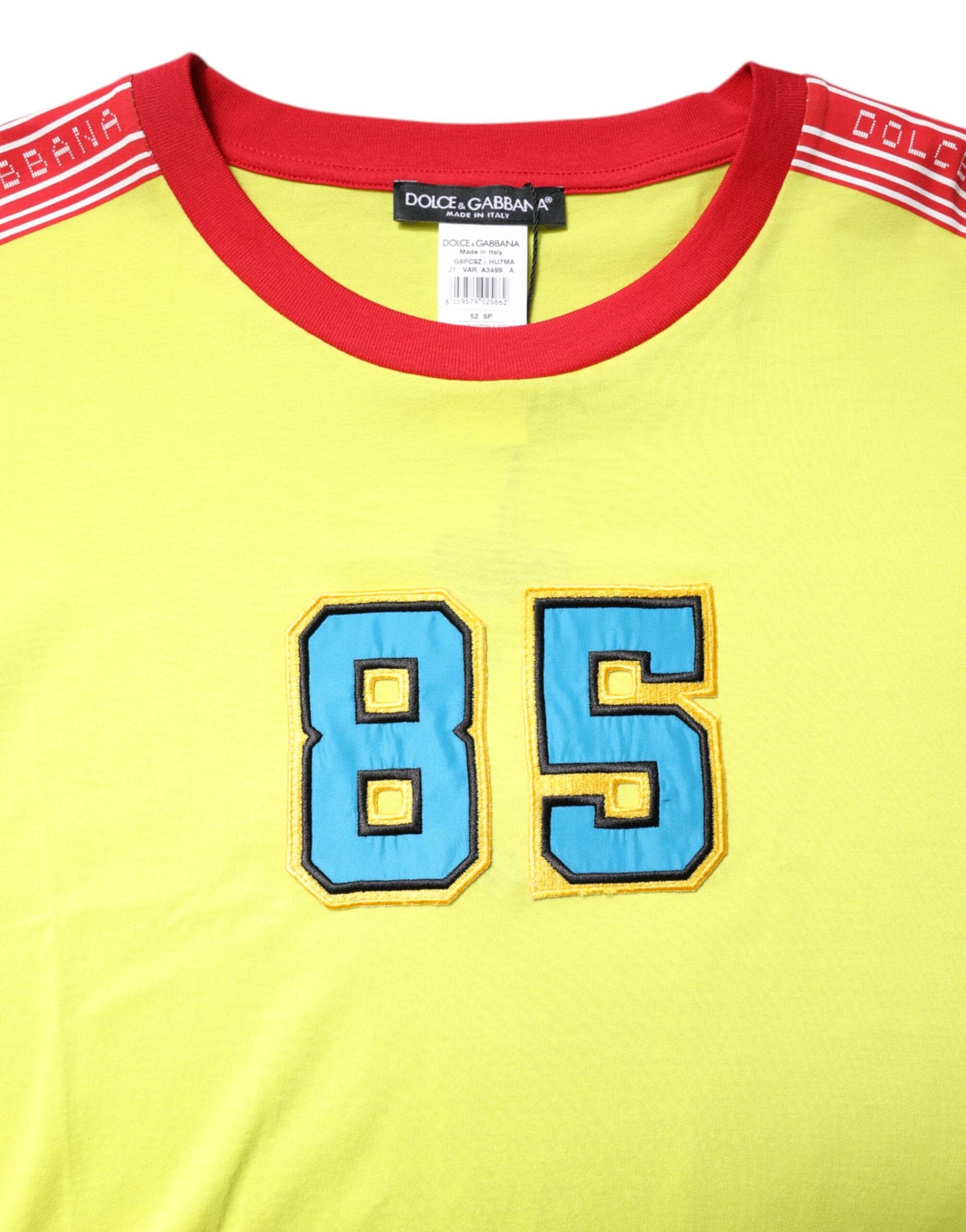 تي شيرت دولتشي آند غابانا الأخضر القطني ذو رقعة 85 بياقة دائرية