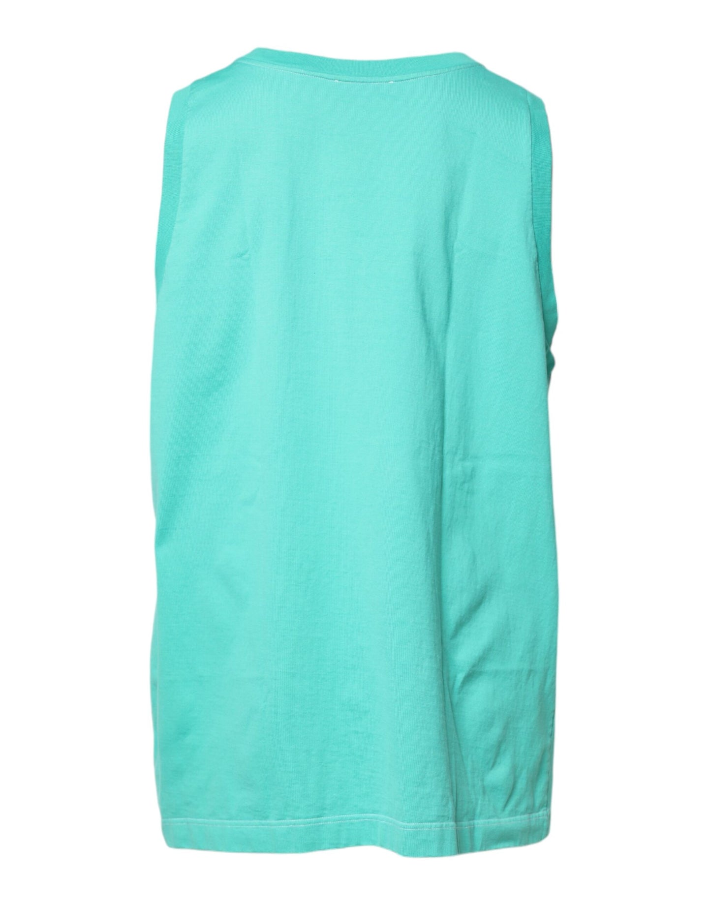 تي شيرت دولتشي آند غابانا الأخضر بدون أكمام بشعار وياقة مستديرة