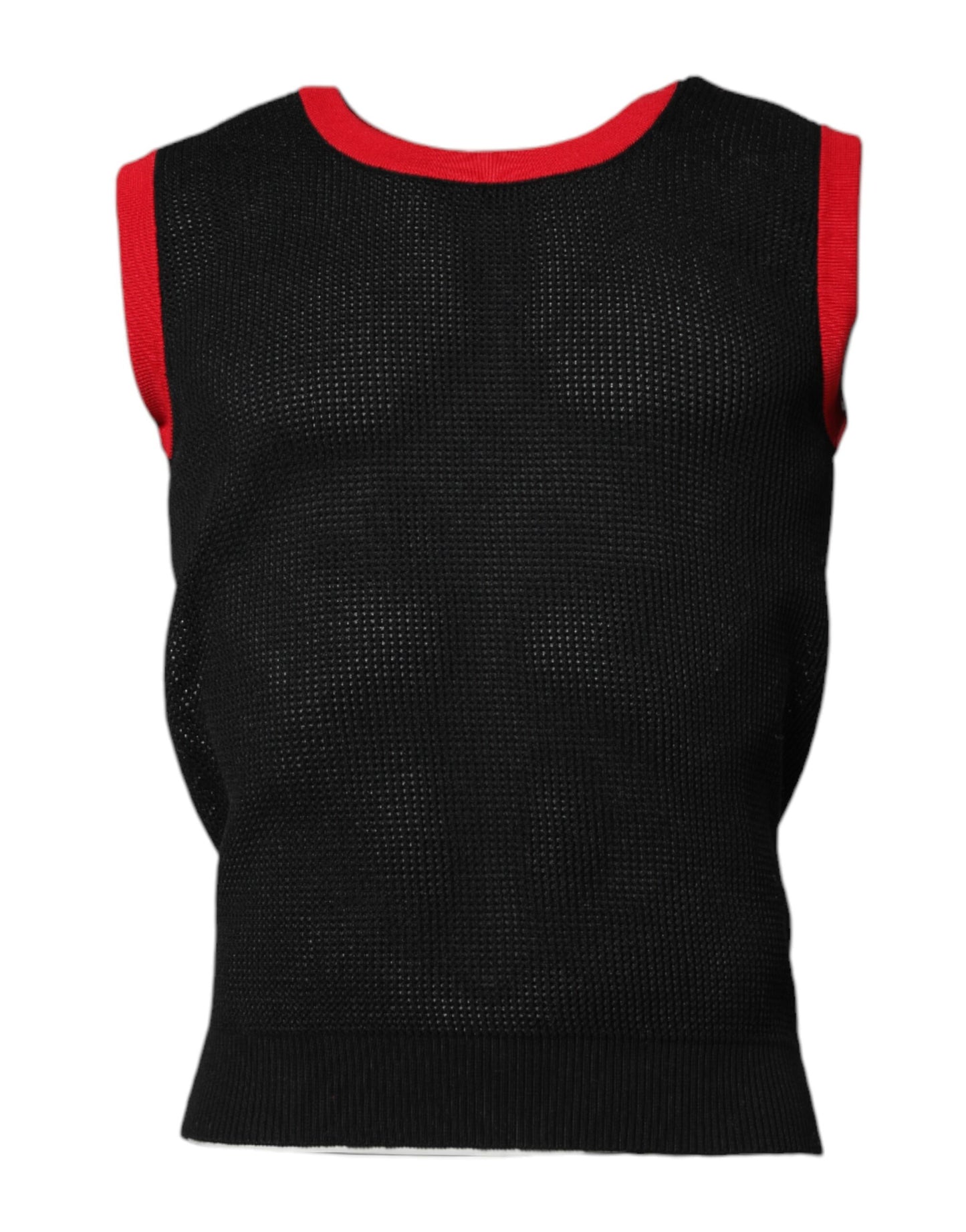 تي شيرت دولتشي آند غابانا أسود من القطن بقصّة ضيقة وياقة مستديرة