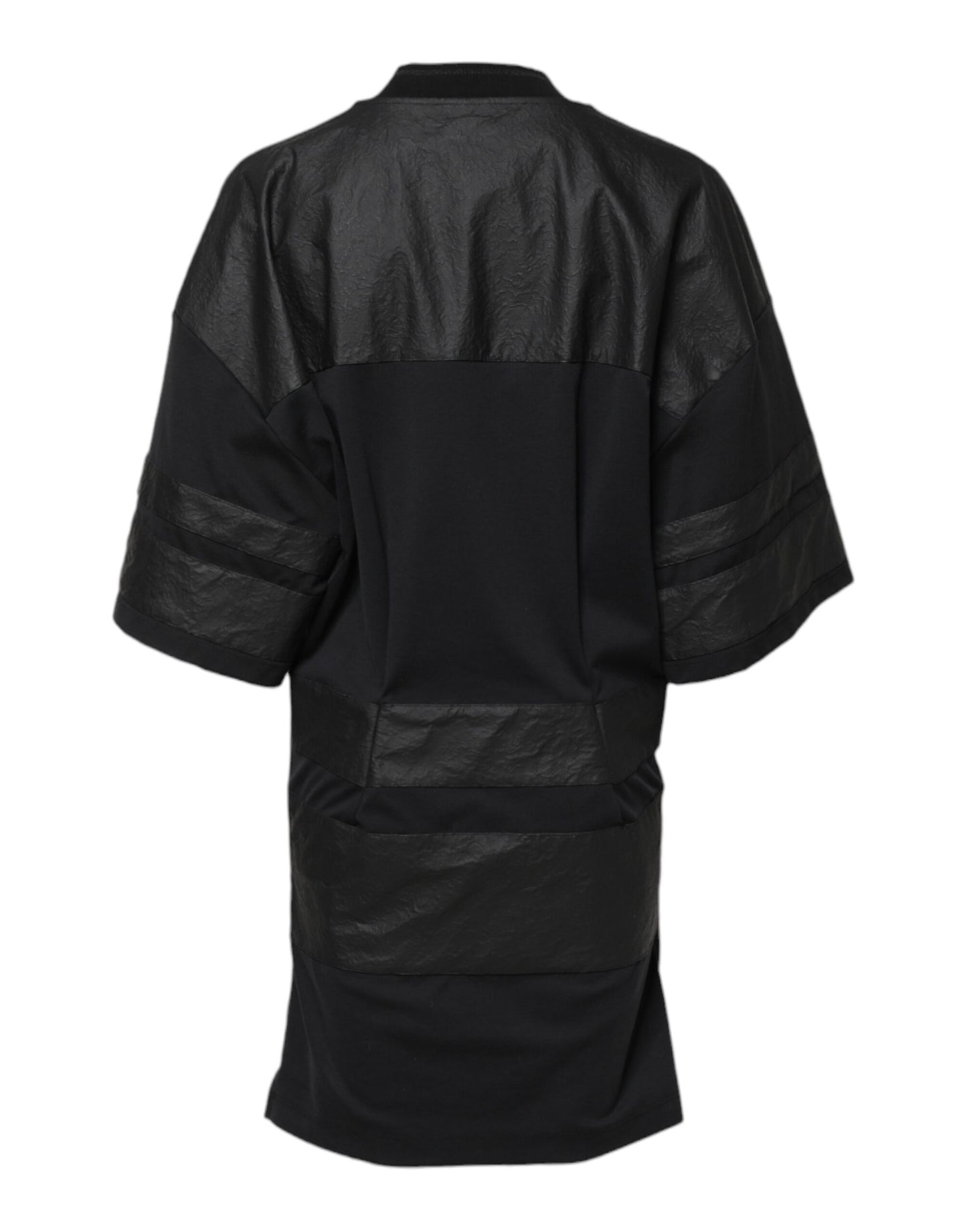 تي شيرت دولتشي آند غابانا أسود من القطن بأكمام قصيرة ورقبة على شكل حرف V