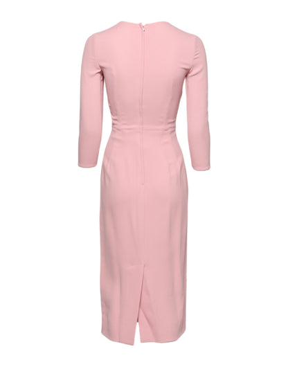 Dolce & Gabbana Pink Viscose 3/4 Sleeves Sheath Midi Dress