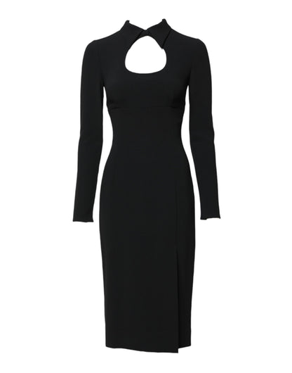Dolce & Gabbana Black Long Sleeves Bodycon Sheath Midi Dress