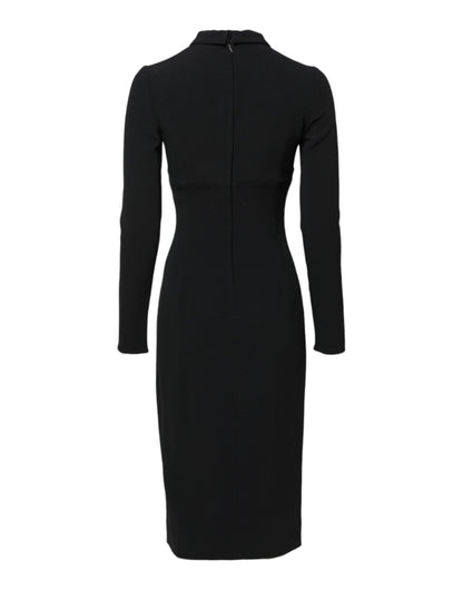 Dolce & Gabbana Black Long Sleeves Bodycon Sheath Midi Dress