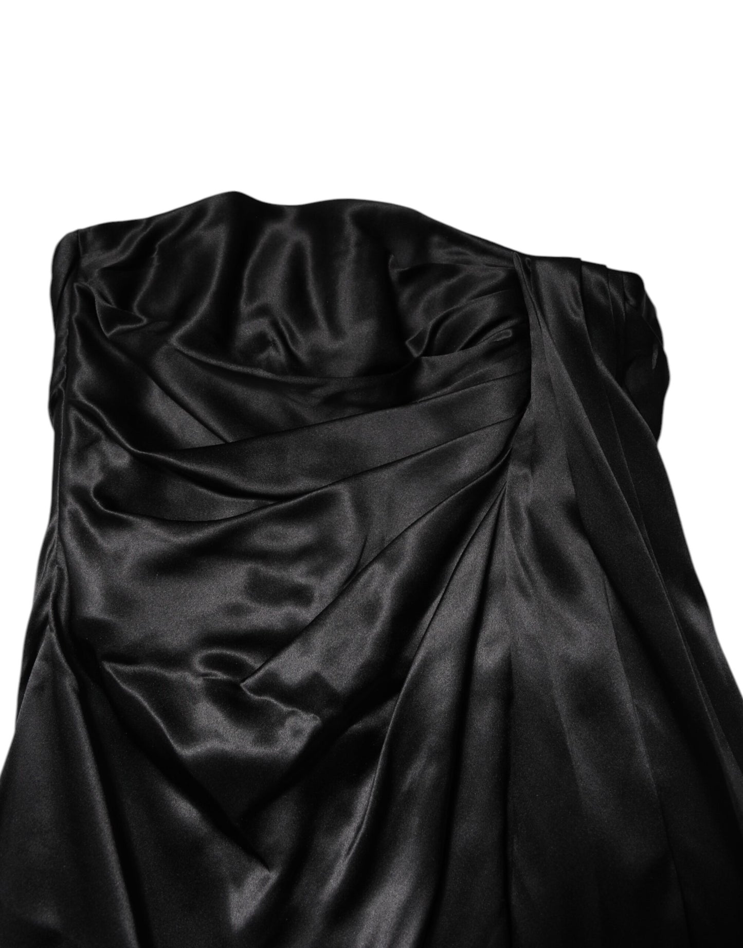 فستان دولتشي آند غابانا الأسود القصير بدون حمالات بتصميم A-line