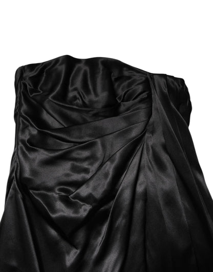 فستان دولتشي آند غابانا الأسود القصير بدون حمالات بتصميم A-line